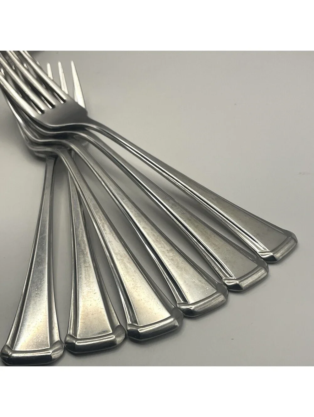 6- SSS Oneida MAESTRO ST LEGER Stainless Flatware Dinner Fork Lot ~ 7 3/8”